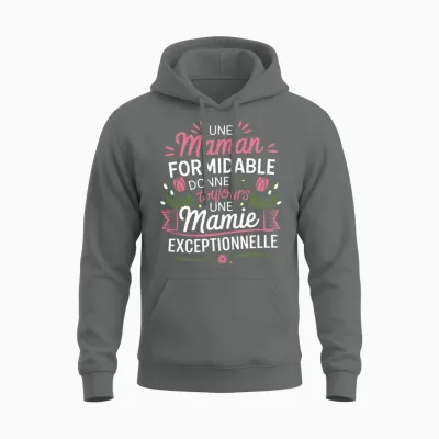 Cadeau Fete Des Grand Mere Maman Cadeau Personnalisé Mamie T-Shirt Haut De Gamme Unisex Hoodie - Graphite Heather