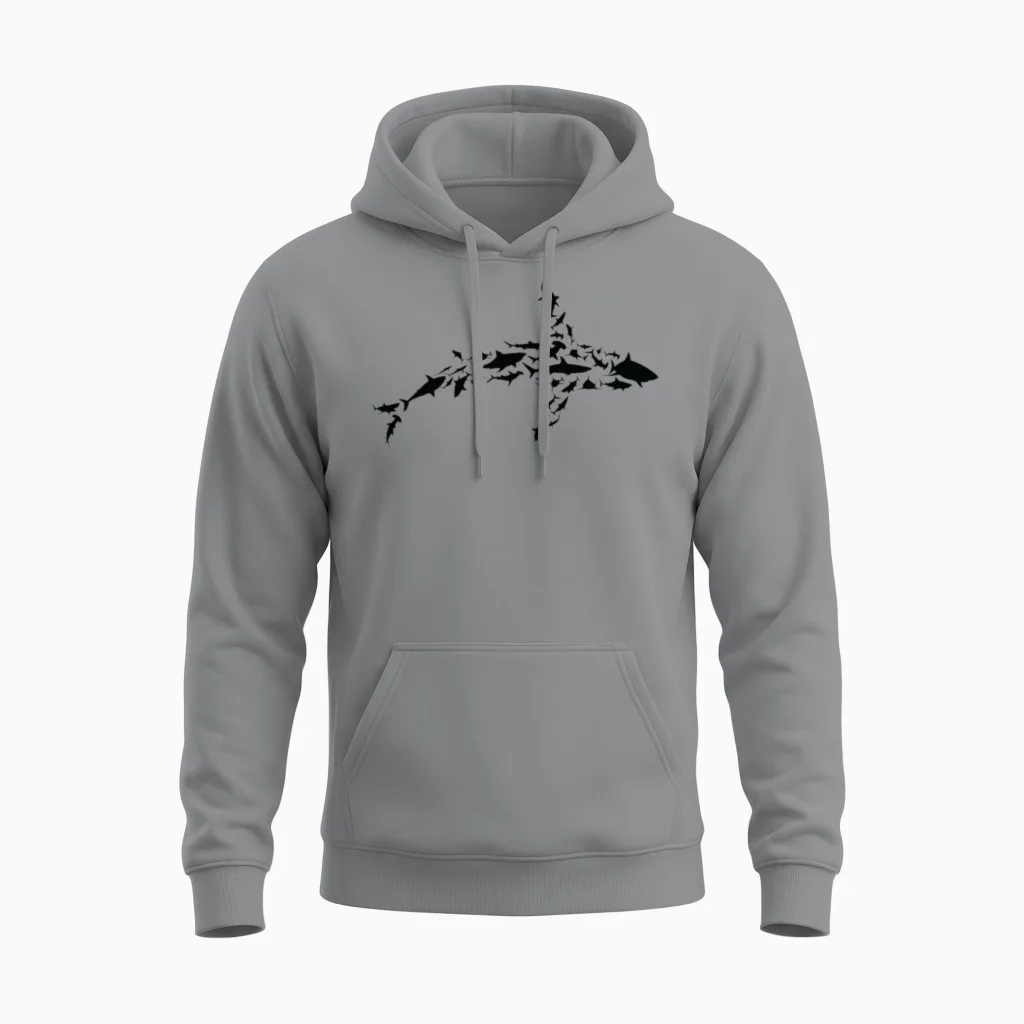 Shark Marine Biologist Sharks Silhouette Unisex Hoodie in Sport Grey