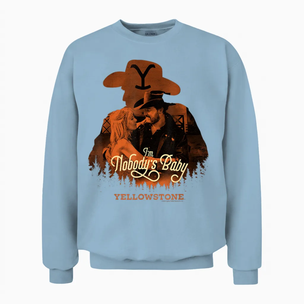 Yellowstone I'm Nobody's Baby Rip Wheeler Beth Dutton T-Shirt, Black, S Unisex Sweatshirt in Light Blue