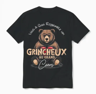 Râleur Râleur Humour Party Papa Grandpa - Grumpeux Au Grand Coeur Unisex T-Shirt - Black