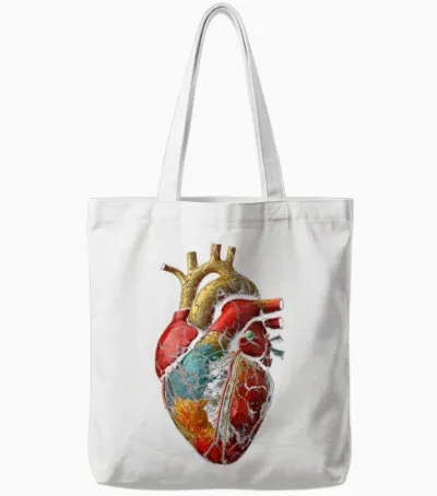 Herz Anatomisch Grafik Kunstwerk Herz Tote Bags - White