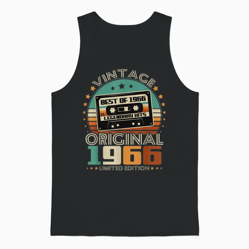 Original 1966 Vintage Birthday 60 Years for Men Women Unisex Tank Top in Black