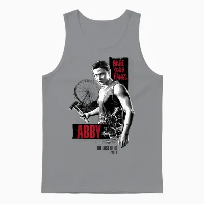 The Last of Us Part Ii Aby Bare Your Fangs Big Chest Poster T-Shirt, Black, S Unisex Tank Top - Sport Grey