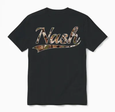Nash Nashville Camouflage Vintage Inspired Distressed Camo Unisex T-Shirt - Black