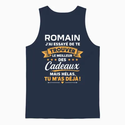 Idée Trouver Romain Humour Prénom Personnalisé Romain Unisex Tank Top - Navy
