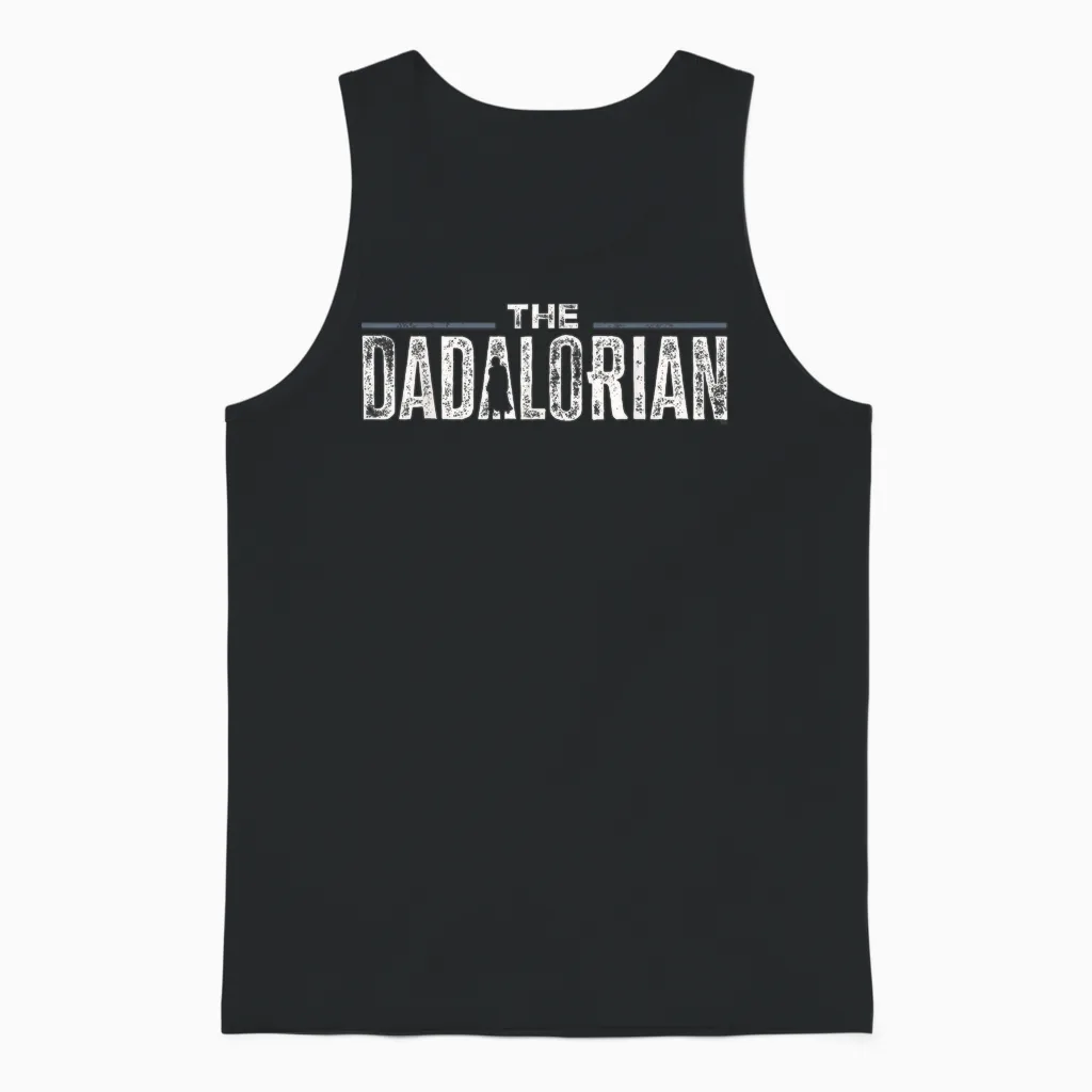 Star Wars the Mandalorian the Dadalorian Weathered Logo Unisex Tank Top in Black
