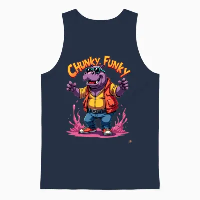 Chunky Funky Hippo Unisex Tank Top - Navy