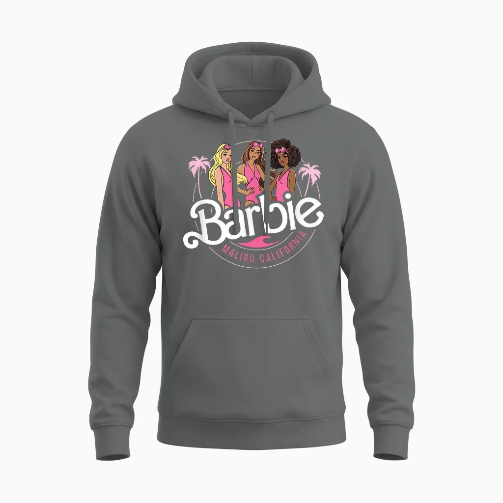 Barbie β Logo Der Malibu California Group Unisex Hoodie in Graphite Heather