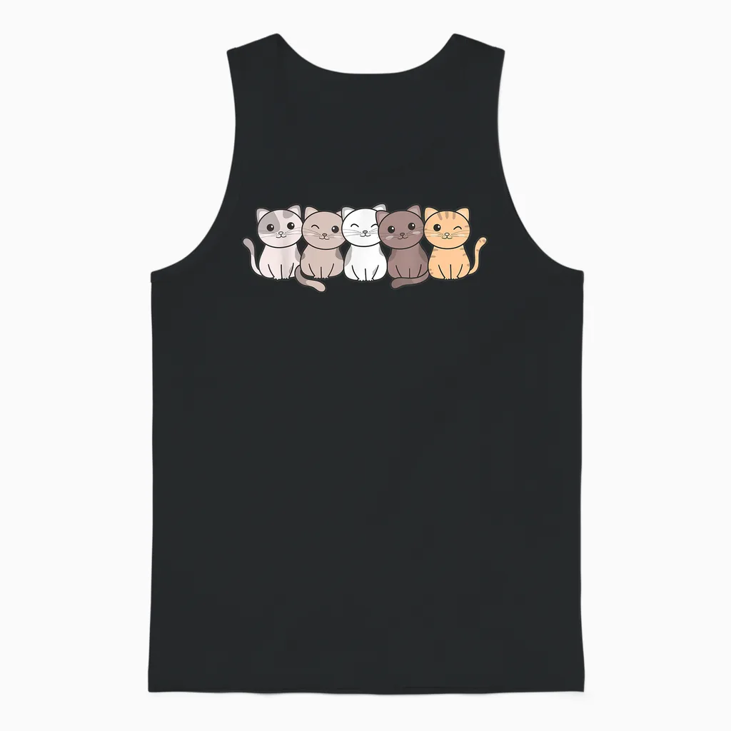 Katze Kawaii Katzen Niedliche Tiere Für Kinder Katzen Unisex Tank Top in Black