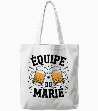 Married Team Stag Party Evg Team of the Groom T-Shirt, Black, S Tote Bags - White