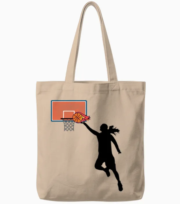 Women's Basketball Moves on Fire Tote Bags in Natural