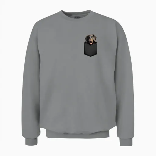 Pet Lover Dog Puppy Flat Coated Retriever in Pocket Unisex Sweatshirt - Sport Grey