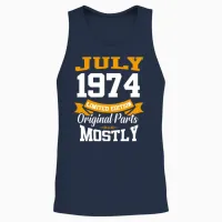 July 1974 Vintage Birthday Present Unisex Tank Top in Navy - 2