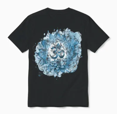 Om Mantra, Lotus, Buddhismus, Yoga, Spirituelles Symbol, Spritzer Unisex T-Shirt - Black