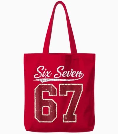 Six Seven Meme Boys Girls Kids 67 Baseball Jersey Tote Bags - Red