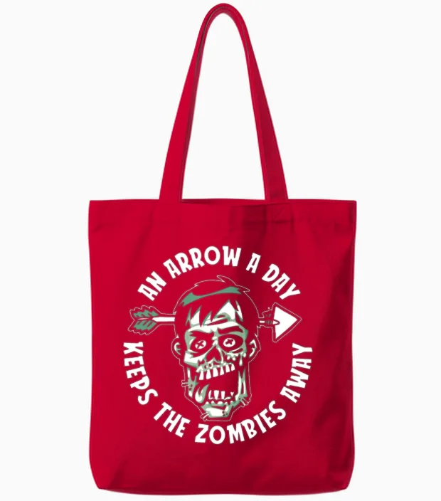 Zombie Funny Tote Bags in Red