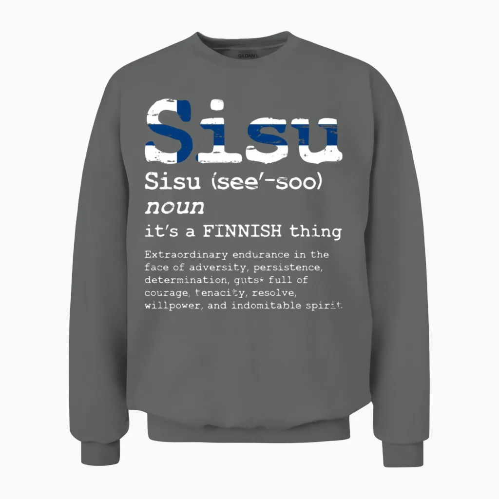 Finnish Sisu Finland Sisu Print Finns Sisu Product Unisex Sweatshirt in Graphite Heather