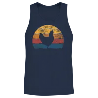 Chicken Farmer Retro Bird Lovers Unisex Tank Top - Navy – 2