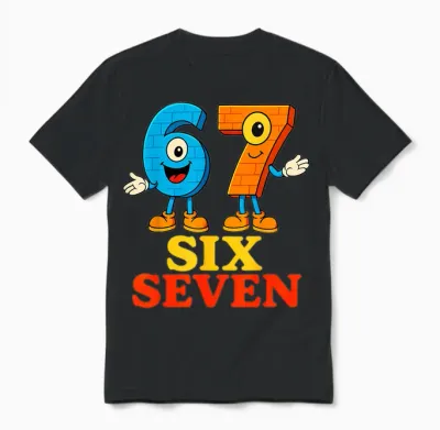 67 Six Seven 6-7 Funny Italian Brainrot Funny Game Meme For Unisex T-Shirt - Black