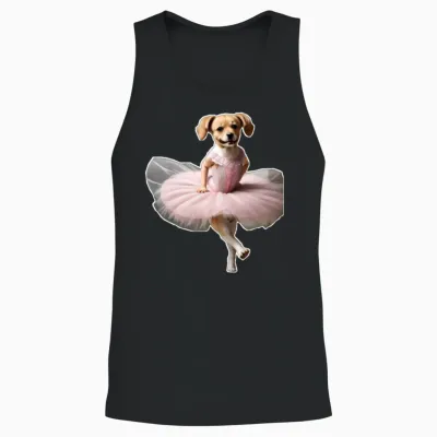 Dancing Dog Unisex Tank Top - Black