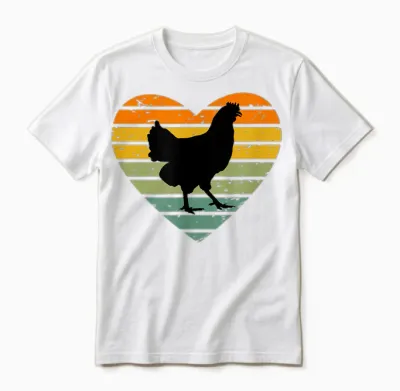 Ich Liebe Hühner Retro Herz Hühnerfan Bauernhof Henne Huhn Unisex T-Shirt - White