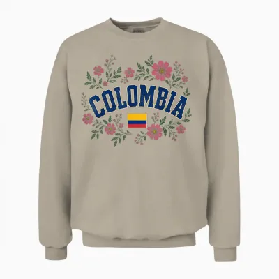 Colombia Floral Vintage Country Pride Unisex Sweatshirt - Sand