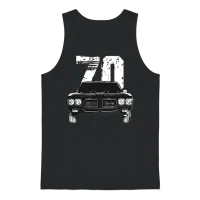 1970 Pontiac Gto Front Grill View with Year Unisex Tank Top - Black – 1