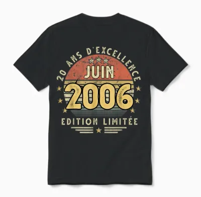 Juin 2006 Cadeau Anniversaire Juin 2006 20 Ans Homme Femme Unisex T-Shirt - Black