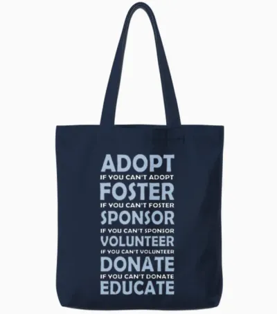 Adopt Rescue Animals Cute Tote Bags - Navy