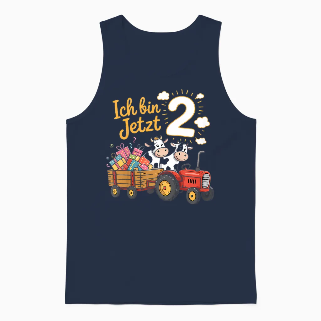 Ich Bin Jetzt 2 Traktor Bauernhof 2. Geburtstag Junge Unisex Tank Top in Navy