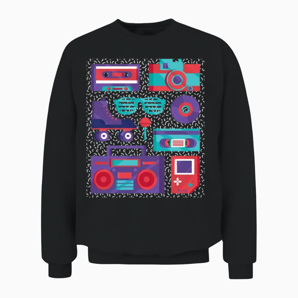 Retro Vibes Unisex Sweatshirt in Black