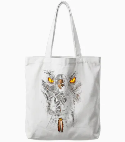 Furchtlose Drachen Heldin Mit Schwert Und Fantasy Drache Tote Bags - White