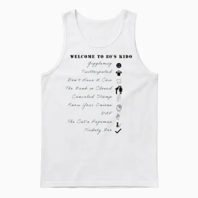 80's Old School Slangs Unisex Tank Top - White