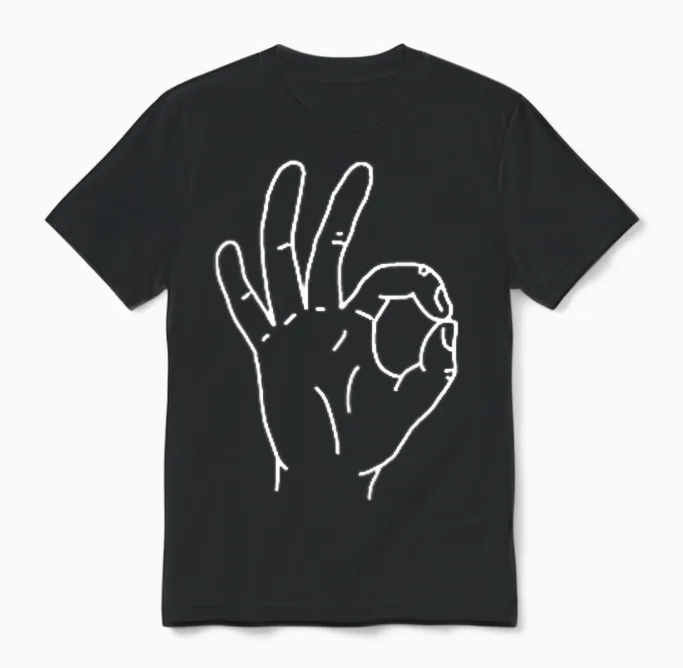 Ok Symbol Handzeichen Unisex T-Shirt in Black
