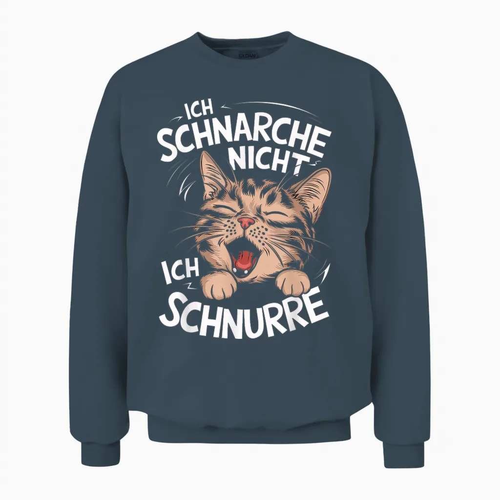 T-Shirt with German Text "ich Schnarche Nicht Ich Schnurre Katzen" [german, Black Unisex Sweatshirt in Dark Heather