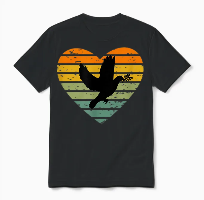T-Shirt with "i Love Peace Symbol Freedom World Peace Dove of Peace Unisex T-Shirt in Black