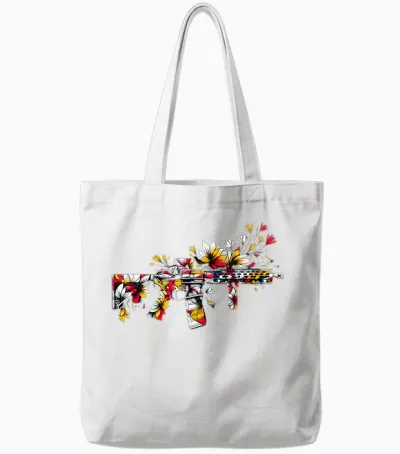Sommer Ar15 Blumen Waffe Für Den Strand Gamer Zocker Vibes Tote Bags - White