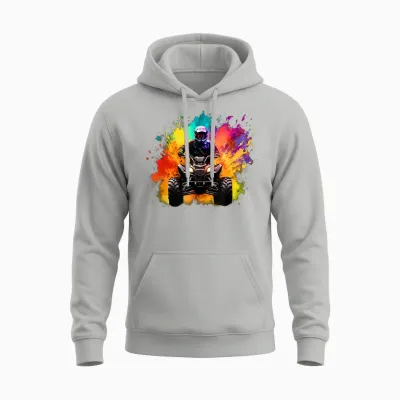 Colourful Quad for Mud Lovers, Boys and Girls T-Shirt, Black Unisex Hoodie - Ash