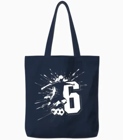 6th Birthday 6 Years Soccer Football Player Tote Bags - Navy