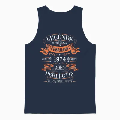 February 1974| February 1974 Anniversary 1974 Unisex Tank Top - Navy