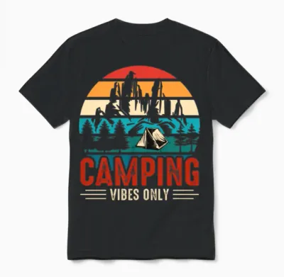 Camping Travelling Hiking Unisex T-Shirt - Black