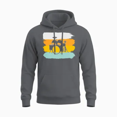 Drums Retro Unisex Hoodie - Charcoal