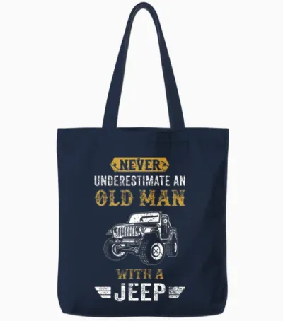 Old Man Dad Grandpa Present Jeep 4x4 Offroad Gift Tote Bags - Navy