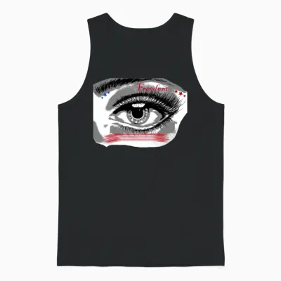 Eye with Tear Freedom Design Unisex Tank Top - Black