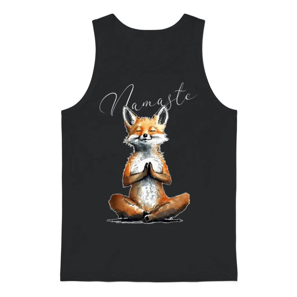 Fox Power Yoga Teacher Animal Humor Namaste Karma Unisex Tank Top - Black