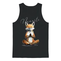 Fox Power Yoga Teacher Animal Humor Namaste Karma Unisex Tank Top - Black – 1