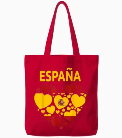 Spanische Flagge Herz Idee Für Damen & Kinder Spanien Flagge Outfit Tote Bags - Red