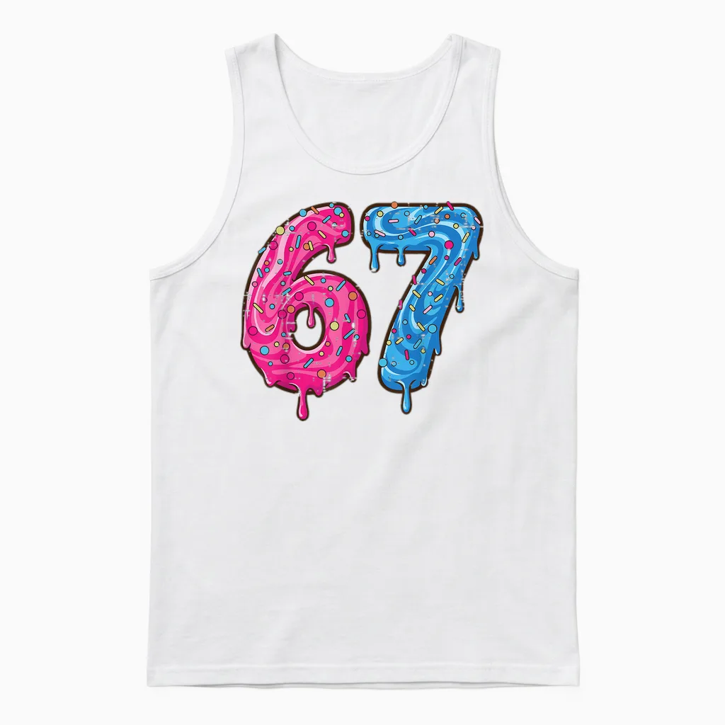 67 Costume Six Seven Meme Number 6 7 on It Youth Teen Boys Unisex Tank Top in White