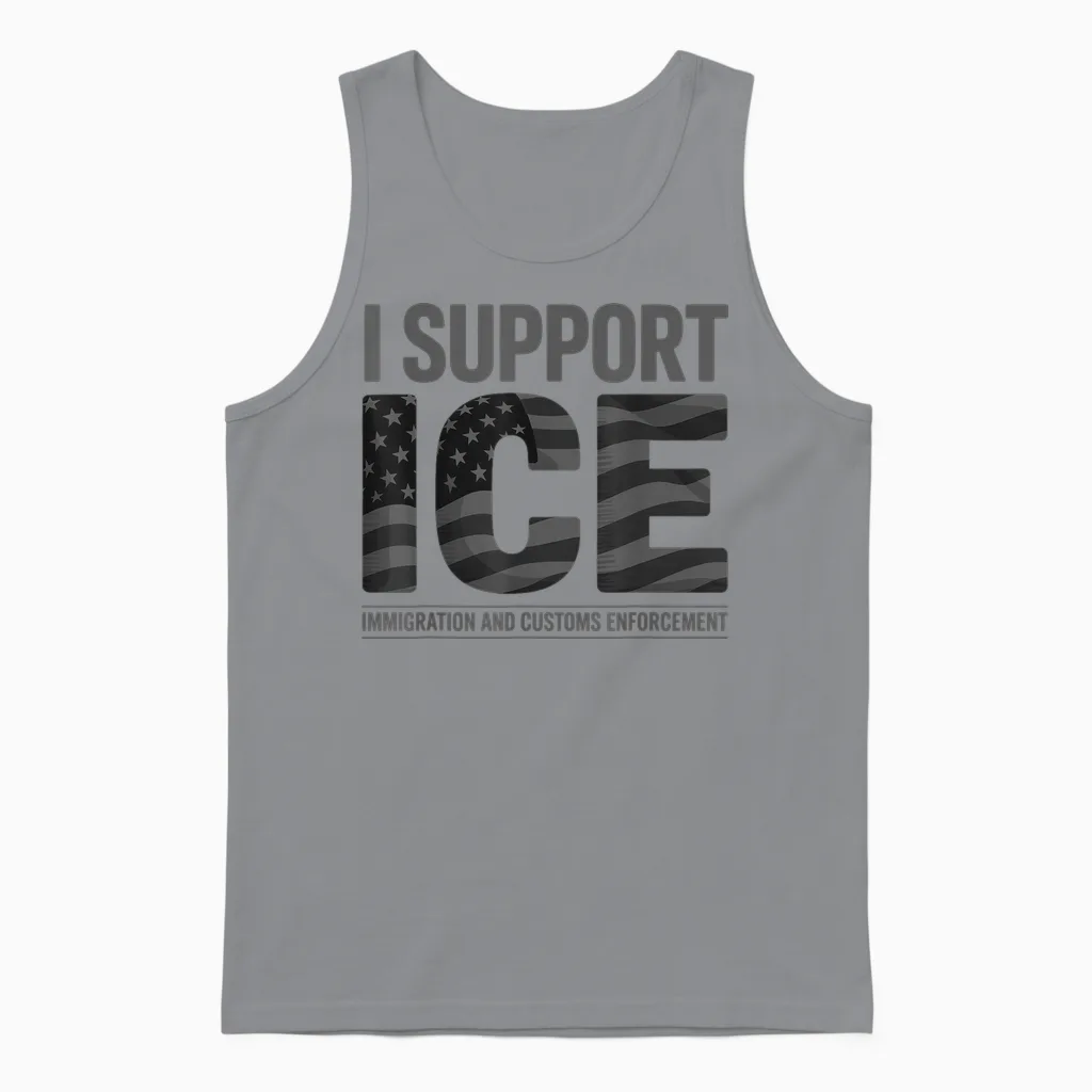 I Support Ice, Immigration Officers American Flag Vintage Unisex Tank Top in Sport Grey