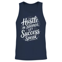 Hustle in Silence Let Success Speak Motivational Unisex Tank Top - Navy – 2